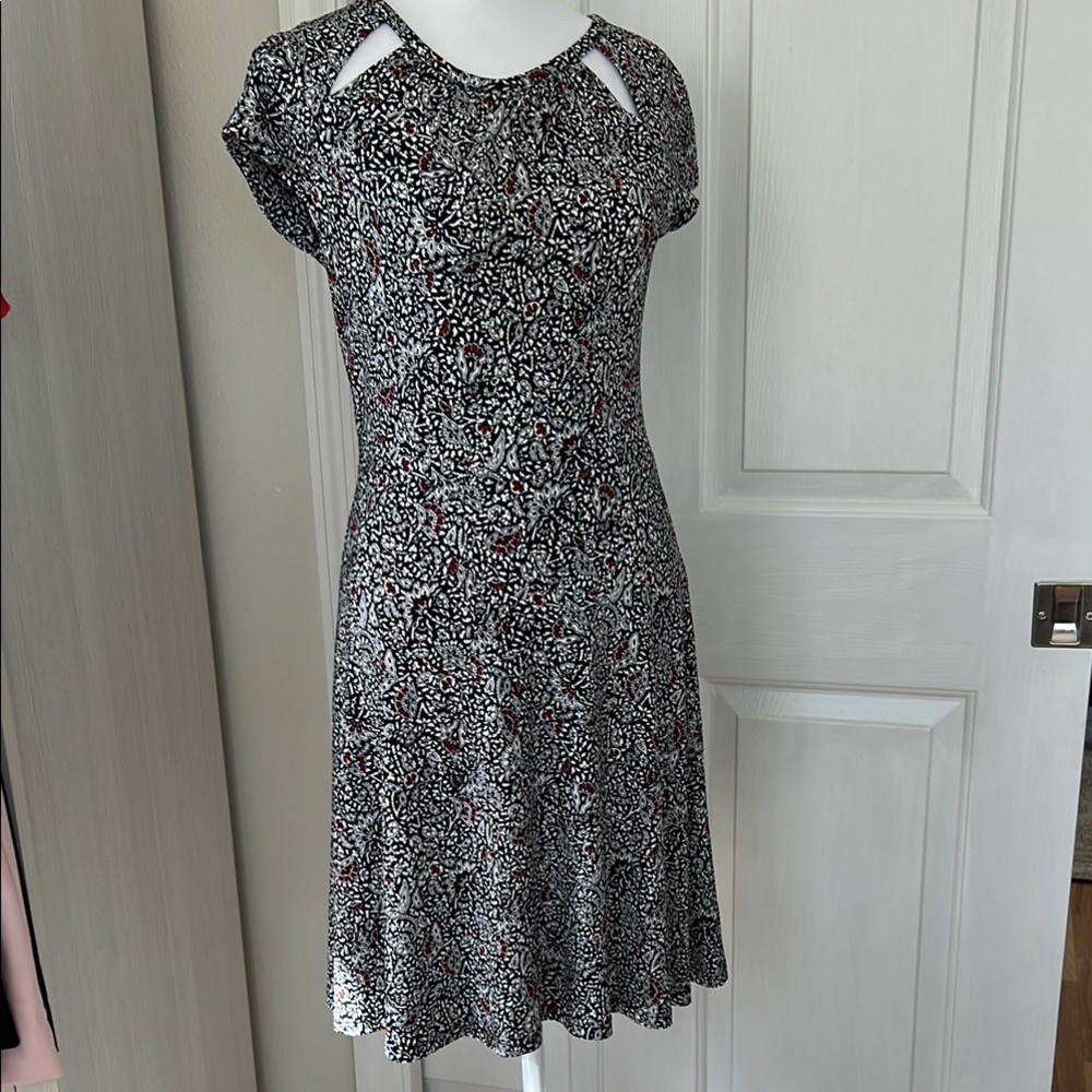 Michael Kors Black/ White/Maroon A-line Mini Dress SZ XS